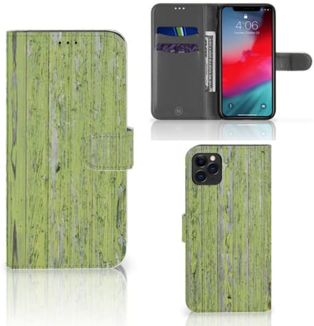 Apple iPhone 11 Pro Max Book Style Case Green Wood