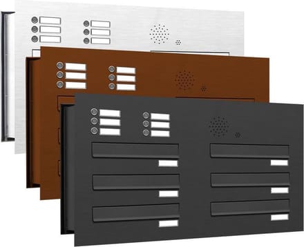 Inbouw met intercom 6 adressen type 2_Brievenbus met intercompaneel inbouw_6_adressen__RVS