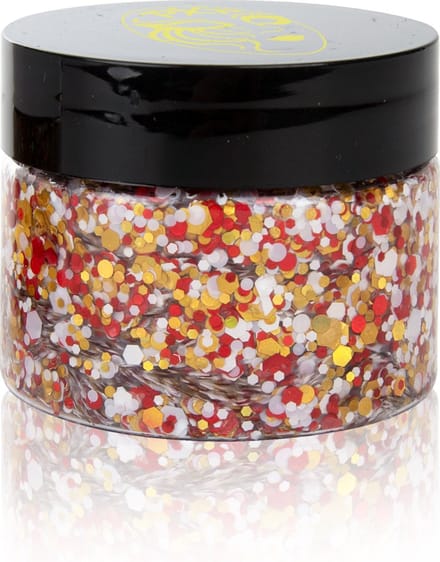 PXP Pressed chunky glitter creme groot rood wit geel 40 ml