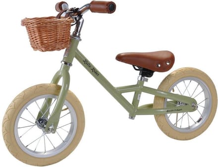 Bandits & Angels Metalen Loopfiets Met Mandje Retro Rider Groen vanaf 2,5 Jaar - Voor Jongens en Meisjes - Groene Loop Fiets - Verstelbaar Zadel 36 tot 44 cm - Luchtbanden - Luxe handvaten