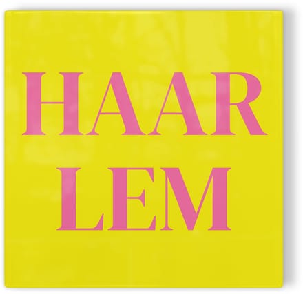 Tegeltje Haarlem - geel roze - tegeltje stad - tegeltje met tekst