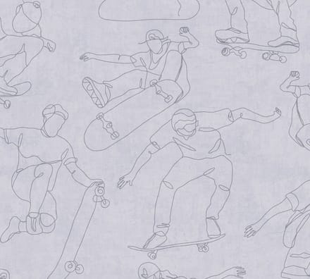 SKATEBOARDER BEHANG | Stoer - Grijs - A.S. Création Lilly & Luis