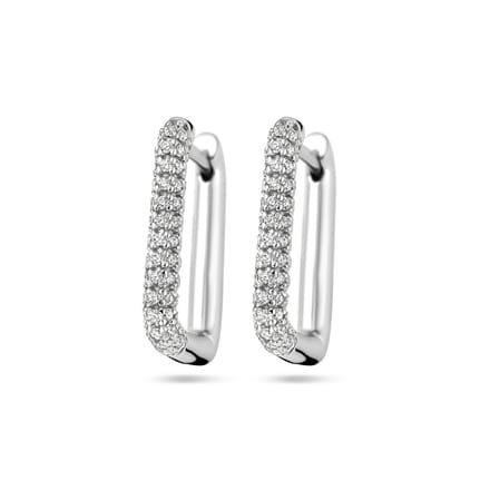 Zilver Gerhodineerd Klapoorringen Zirkonia 1338573