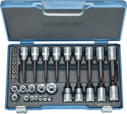 Gedore 19 TX 20 6129440 Dopsleutel-bitinzetset 1/4 (6.3 mm), 1/2 (12.5 mm) 34-delig