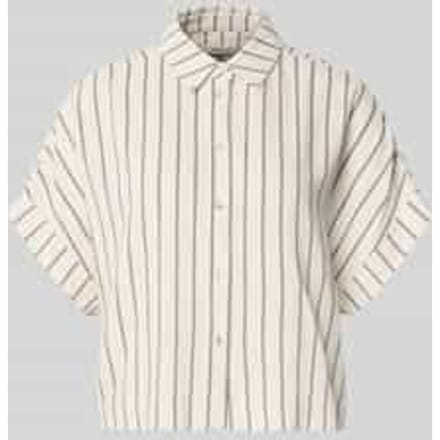 boxy fit linnen blouse met all-over motief model 'VIVA'