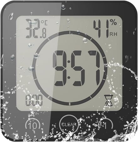 Waterdichte Digitale Doucheklok met Temperatuur en Vochtigheidsmeter