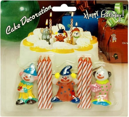 Verjaardagskaarsjes - clowns 3 stuks - 6 kaarsjes