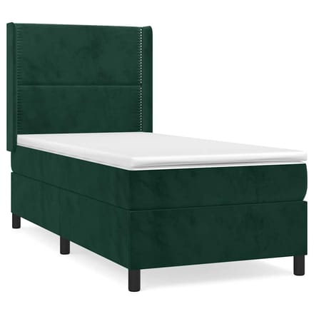 vidaXL - Boxspring - met - matras - fluweel - donkergroen - 90x190 - cm
