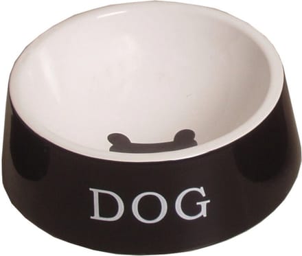 Hond Eetbak Steen Zwart/Wit 20cm