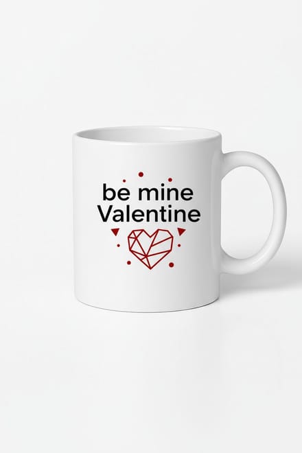 Valentijn Mok 'Be Mine Valentine' met Geometrisch Hart - Romantisch Liefdes Cadeau