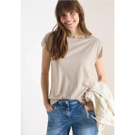 Shirt met korte mouwen en rimpels
