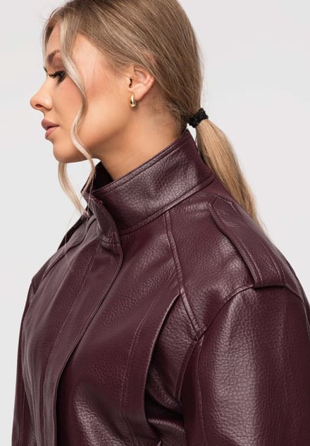 OMBRE Jas - Lange Mouw - Rits - Effen Bordeaux M/L