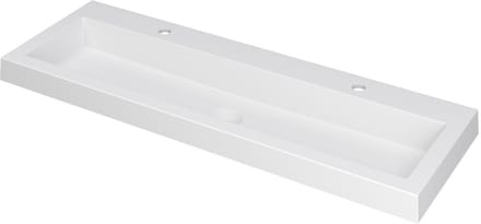 INK Dock Wastafel Polystone met 2 Kraangaten - 1200x400x60 mm - Mat Wit