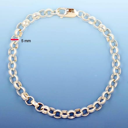 Jasseron armband van 5 mm breed, van echt zilver- 19 cm
