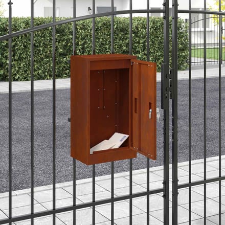 vidaXL - Brievenbus - met - opslag - Roestig - 30 - x - 20 - x - 55 - cm - weervast - staal