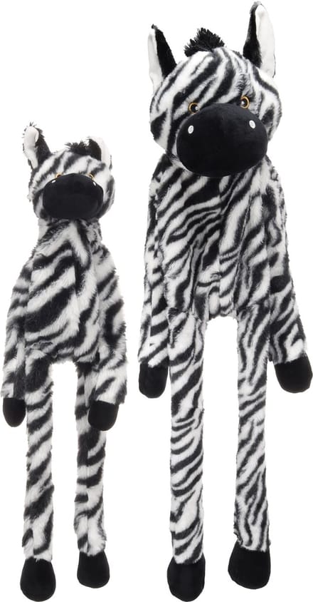 Hondenspeelgoed – Grote Zira Zebra Zwart/Wit L – met pieper – extra lang pluche speelgoed – 100cm