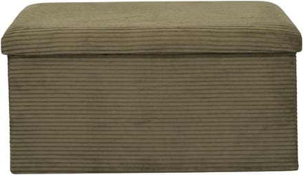Home Deco Factory Poef/hocker opvouwbaar - rib design - opbergbox - groen - polyester/mdf - 76 x 38 cm