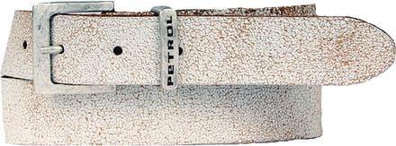 Petrol Industries Riem Jongens - Broekriem - Verstelbaar - Leer - Wit - 65 cm