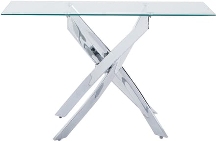Vente-unique Consoletafel van gehard glas en chroomkleurig metaal - Transparant - COSIMA
