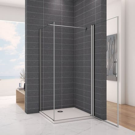 80x90x195cm Douchecabine draaideur met zijwand.