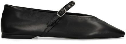 Sacha - Dames - Zwarte leren ballerina's - Maat 37