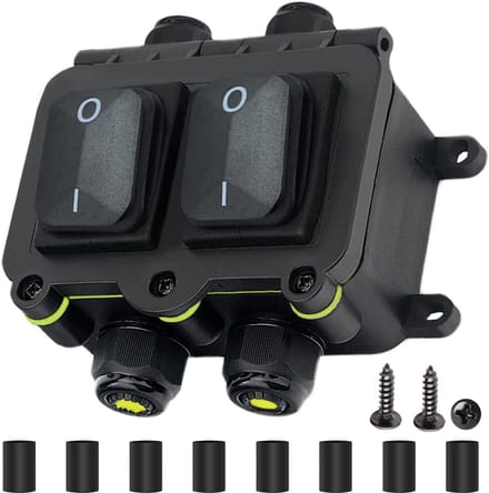 Waterdichte Inline Kabelschakelaar IP68 | DPST Tuimelschakelaar 16A/20A voor Buiten