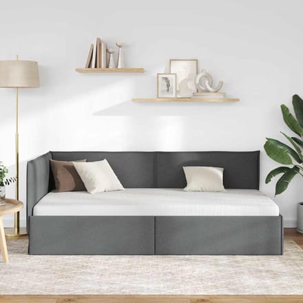 vidaXL - Hoek - Bed - Frame - Donkergrijs - 100 - x - 200 - cm - Stof
