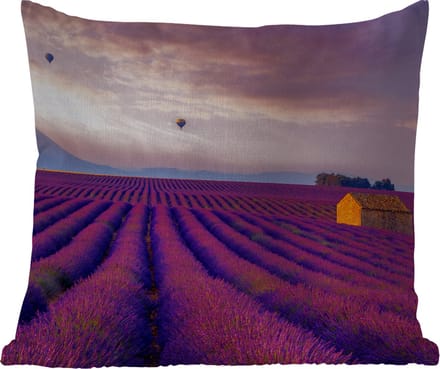 Tuinkussen - Lavendel - Luchtballon - Berg - Paars - 40x40 cm - Weerbestendig