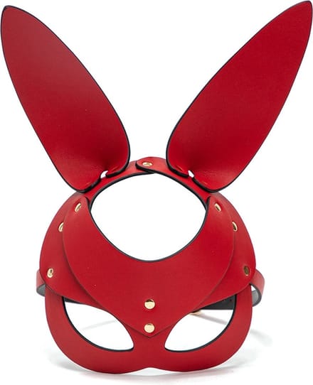 PU leren BDSM konijnorenmasker - rood