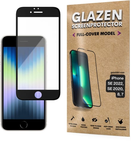 Screenprotector - Geschikt voor iPhone 7 / 8 / SE 2020 - Gehard Glas - Full Cover Tempered Glass - Case Friendly