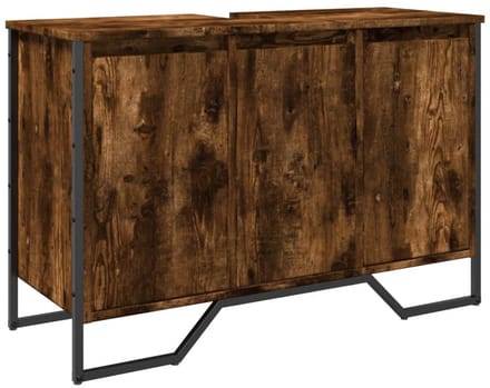 vidaXL - Wastafelkast - 91x35x60 - cm - bewerkt - hout - gerookt - eikenkleurig