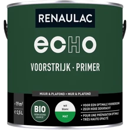 Renaulac Echo Bio Primer - Muur En Plafond - Mat Wit - 2,5l