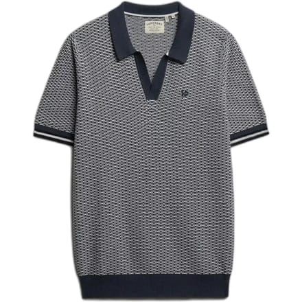 Superdry Johnny Collar Knitted Korte Mouw Poloshirt Grijs S Man