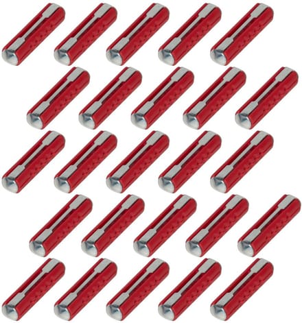 25 stuks torpedozekeringen 16A rood; thermoplastisch kunststof