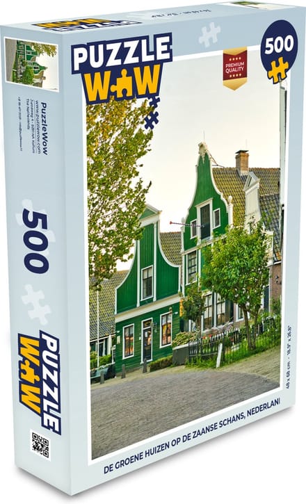 Puzzel De groene huizen op de Zaanse Schans, Nederland - Legpuzzel - Puzzel 500 stukjes