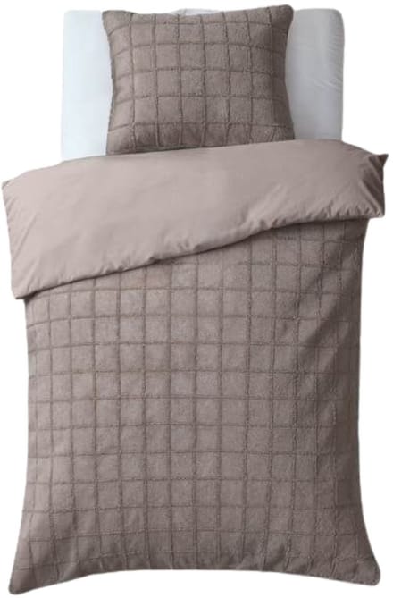 Droomtextiel Teddy Dekbedovertrek Fur Check - 140x200/220 cm - Taupe