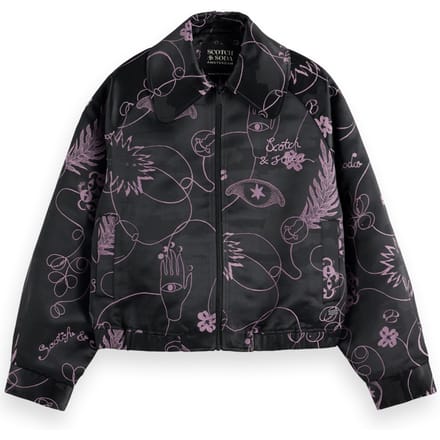 Scotch & Soda Jacquard Bomber Jacket Free Mind Jacquard Maat: XS | Jassen Outlet | Dames | Zwart