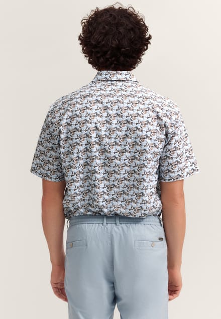 Bugatti Herren Overhemd met korte mouwen, modern fit, met print