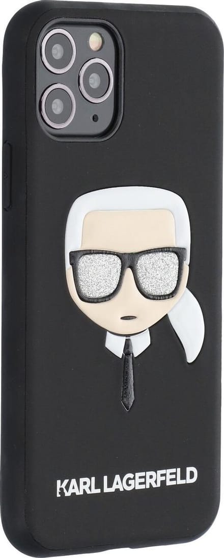 Zwart hoesje van Karl Lagerfeld - Backcover - Glitter - iPhone 11 Pro - Embossed - KLHCN58GLBK