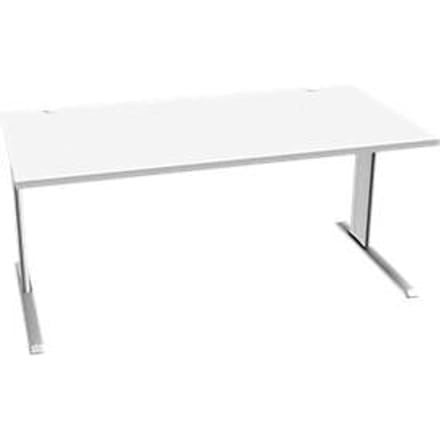 Schäfer Shop Pure Desk PLANOVA BASIC, rechthoekig, C-voet, B 1600 x D 800 x H 717 mm, wit + kabelgoot