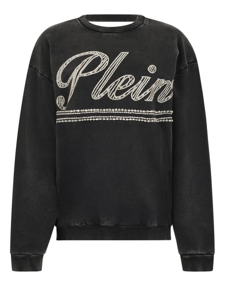 Round Neck Sweatshirt Spiderweb Strass
