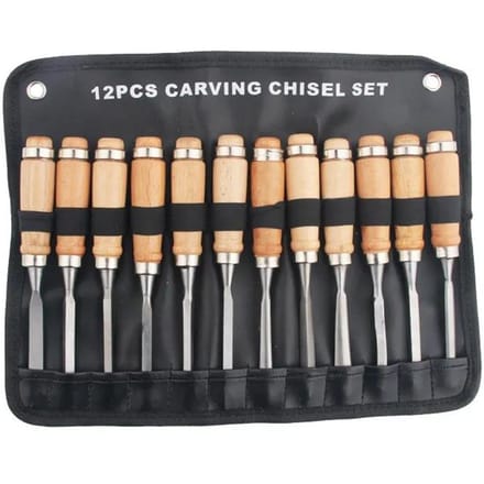 12 pièces ciseau à découper outils de travail du bois tranchants mallette de transport manuel sculpture sur bois ensemble d'outils à main 12/pcs set beige