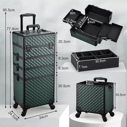 Cosmetica Make-uptrolley 4-in-1 XL - Donker Groen