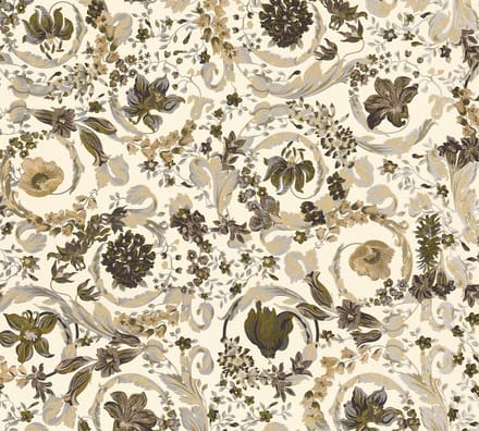 SATIJN GLANZENDE KLASSIEKE BLOEMEN BEHANG | Design - parelbeige wit bruin - A.S. Création Versace 5