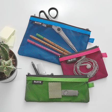 Leitz WOW etui met twee vakken maat L Zwart