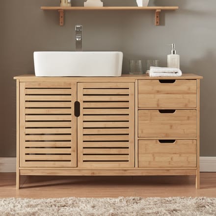 Wastafelonderkast Boksereys bamboe naturel 60x100x35 cm [en.casa]
