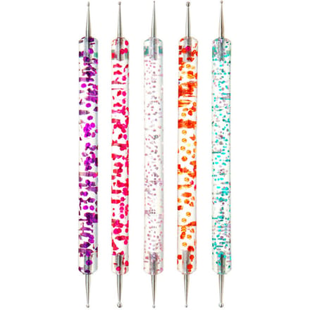 5 STUKS Dubbelzijdige Nail Art Dotting Pen Set Nagel Strass Picker Nail Art Gereedschap met Glitter veelkleurig