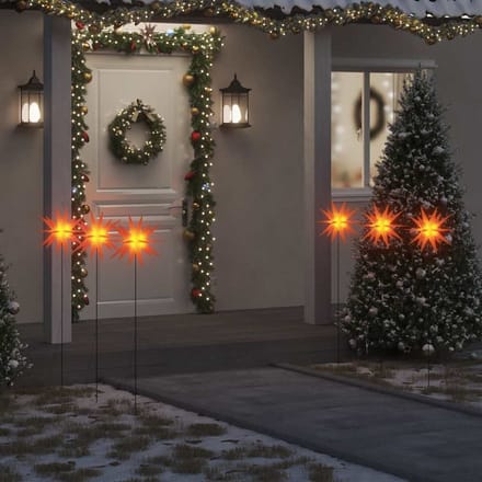vidaXL - Kerstlampen - met - grondpin - en - LED's - 3 - st - 35 - cm - rood