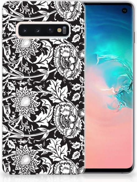 Samsung Galaxy S10 TPU Case Black Flowers