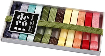 Lint collectie, B: 10 mm, diverse kleuren, 12x1 m/ 1 doos
